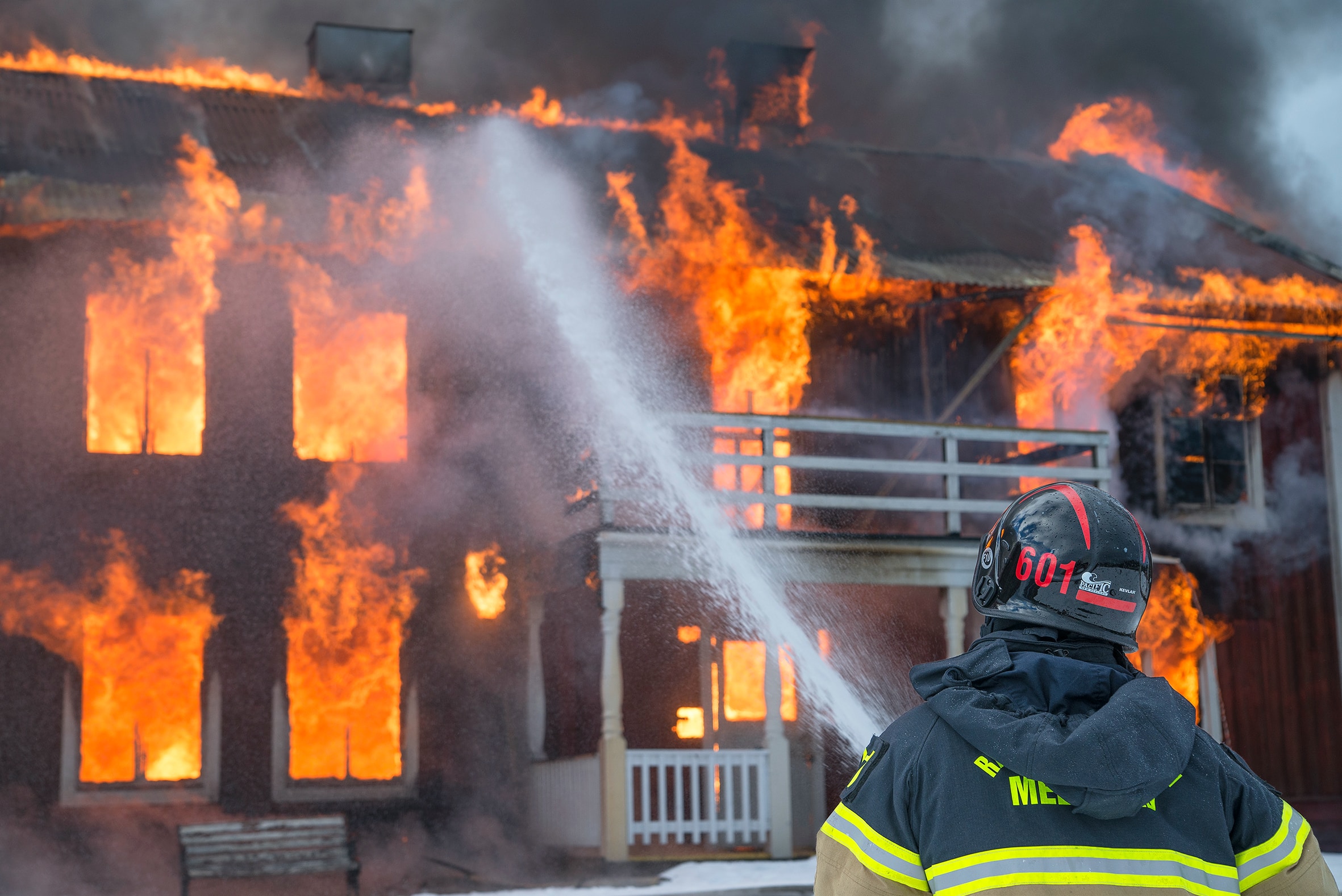 Fire fighter with hose